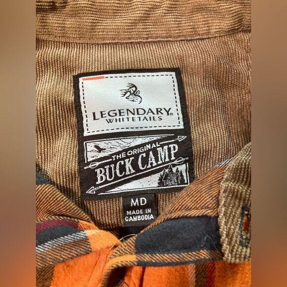 Legendary Whitetails Fall Orange Brown Cotton Flannel Button Up size Medium - Picture 5 of 7